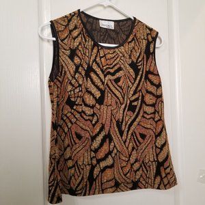 Hiroko-Formal Career Animal Print Sleeveless Tunic Top (see measurements for Sz)